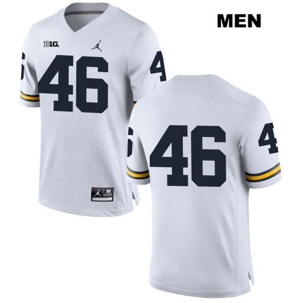 Men's NCAA Michigan Wolverines Michael Wroblewski #46 No Name White Jordan Brand Authentic Stitched Football College Jersey XJ25A52JO